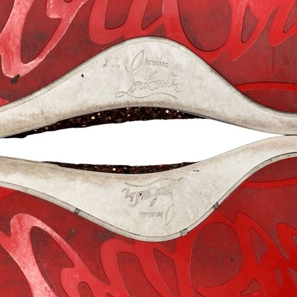 Christian Louboutin Bip Bip Orlato Glitter EU 38 US 8 High Top Lace Up Sneakers - Picture 10 of 12